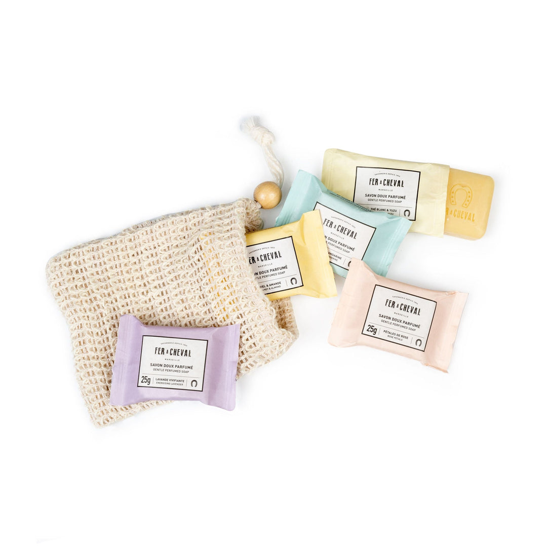 fer a cheval set of 5 assorted soaps in a sisal bag 1