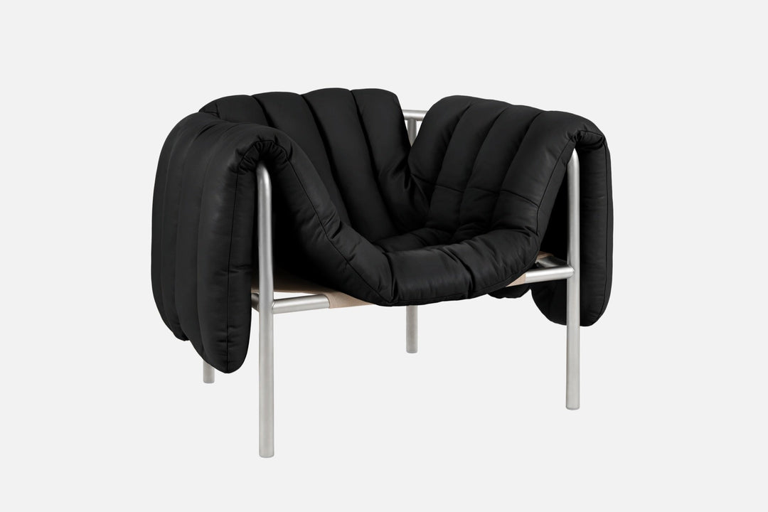 puffy black leather lounge chair bu hem 20259 3