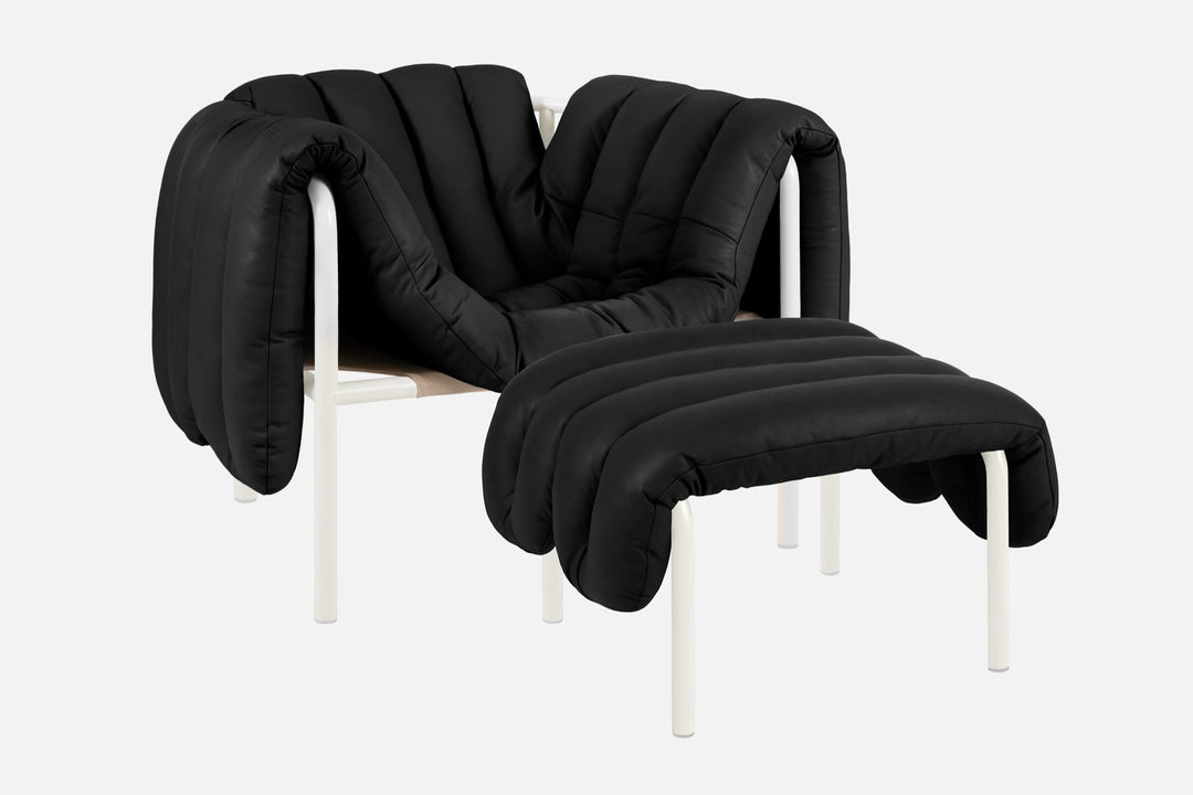puffy black leather lounge chair ottoman bu hem 20356 2