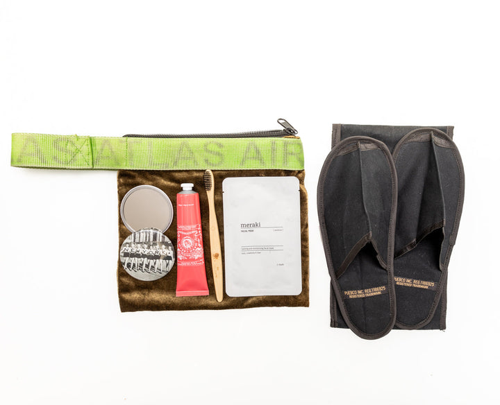 Welcome Guest Pouch with Slippers Gift Set