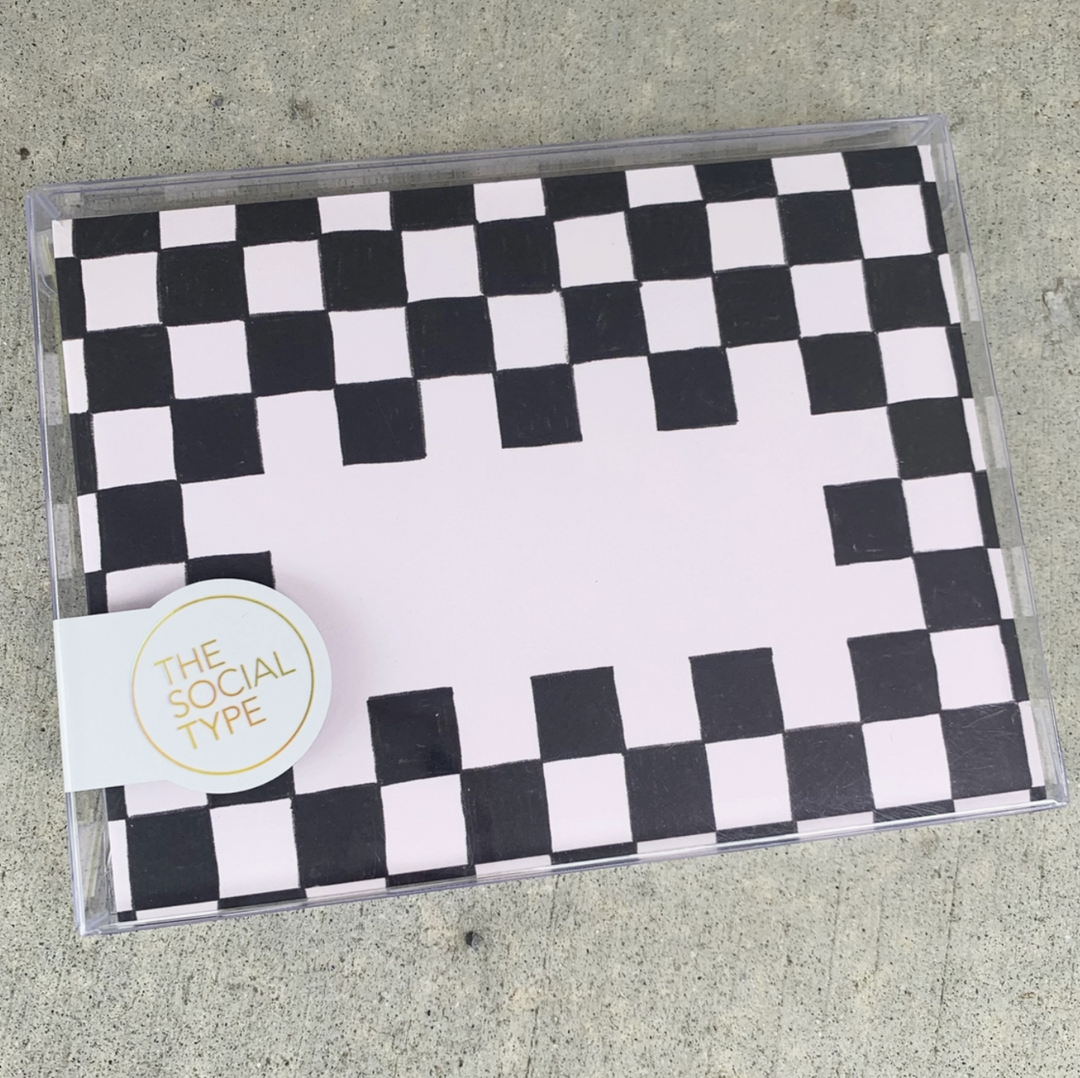 checker patterned envelope note set 2