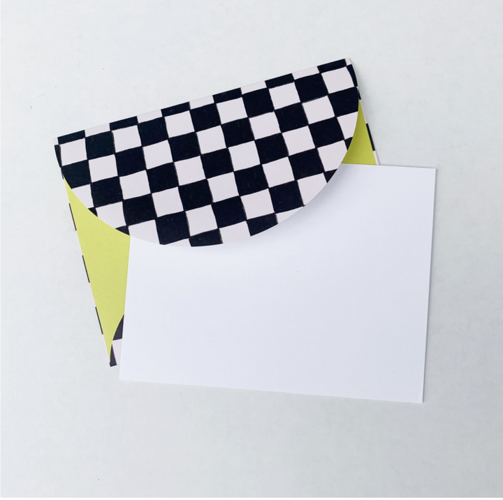 checker patterned envelope note set 1