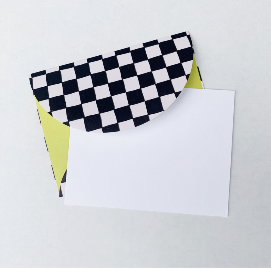 checker patterned envelope note set 1
