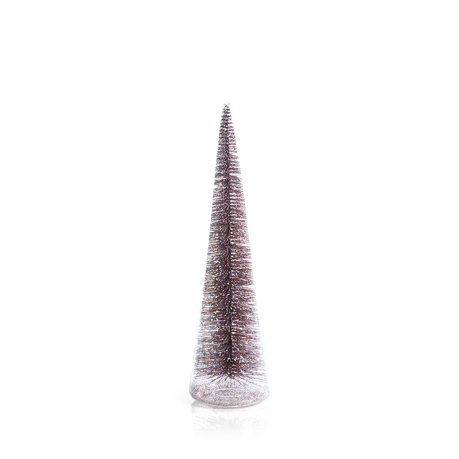 Clear Glass Decorative Tree with Pink Glitter in Various Sizes