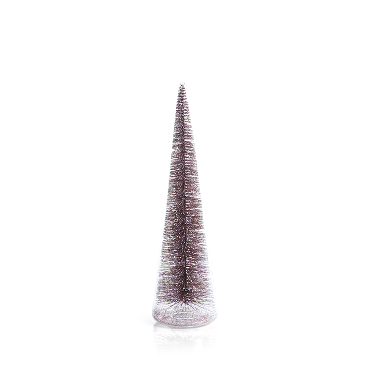 Clear Glass Decorative Tree with Pink Glitter in Various Sizes