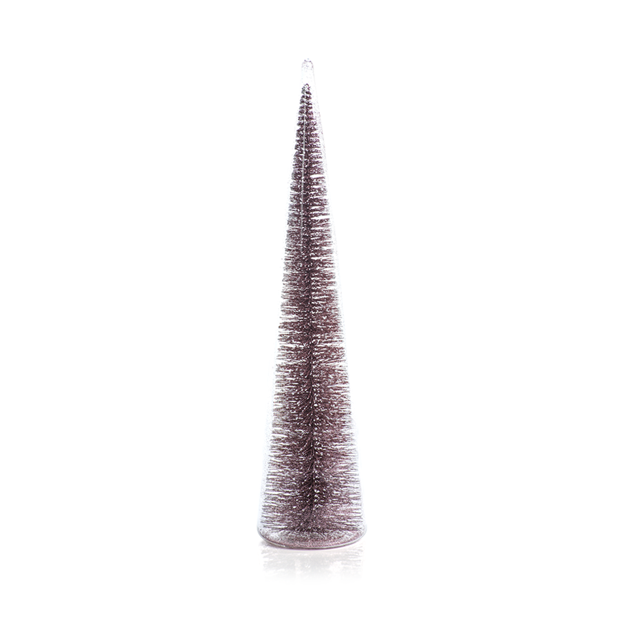 Clear Glass Decorative Tree with Pink Glitter in Various Sizes