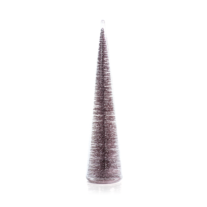Clear Glass Decorative Tree with Pink Glitter in Various Sizes