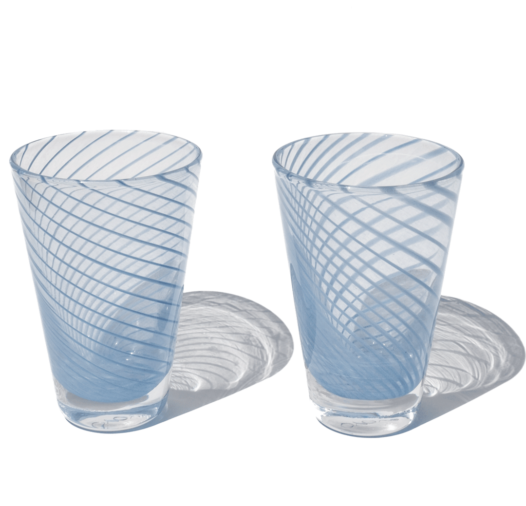 Yuka Groove Glass Set in Blue