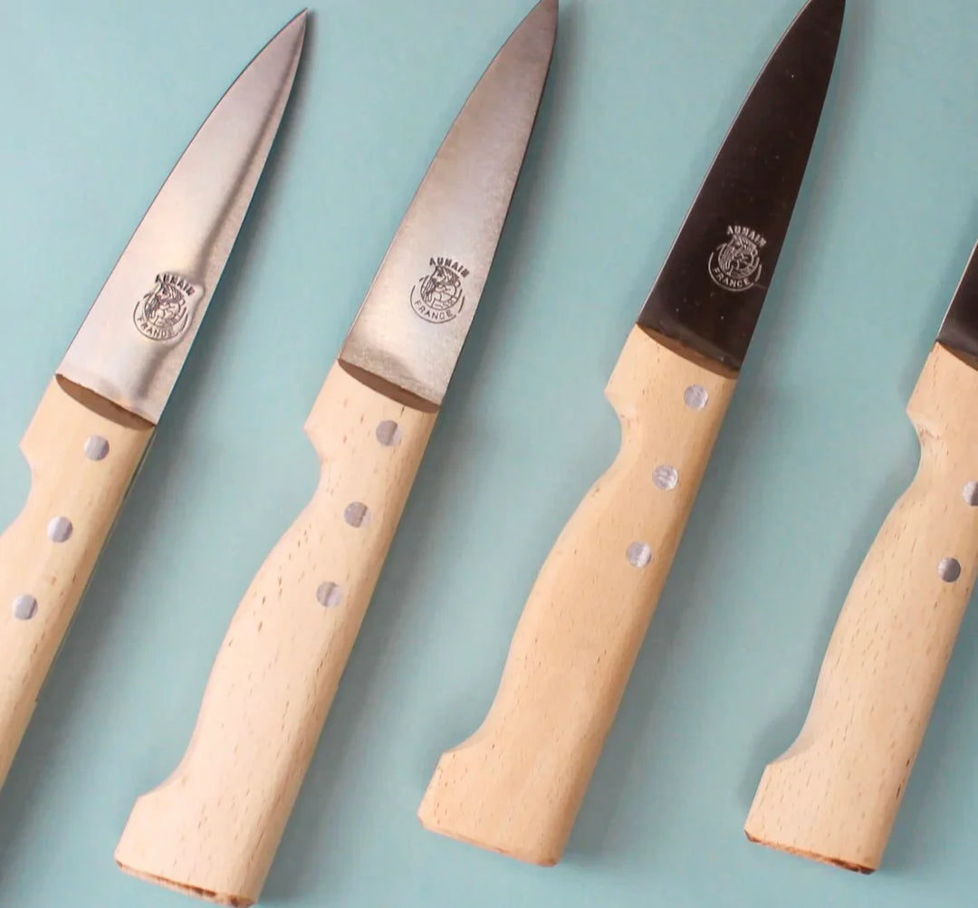 au nain boucher set of 4 beech wood steak knives with leather pouch 2