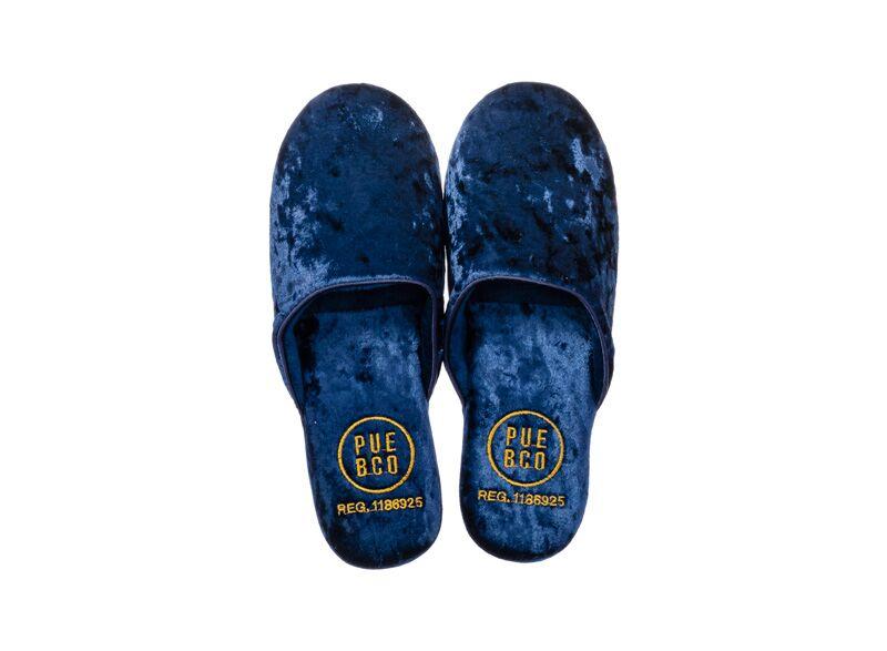 velvet slipper small navy blue design by puebco 1