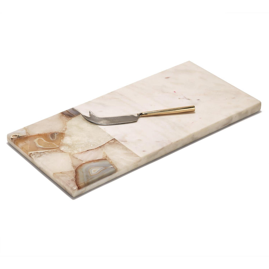 Agate And Marble Serving Tray With Cheese Knife 1