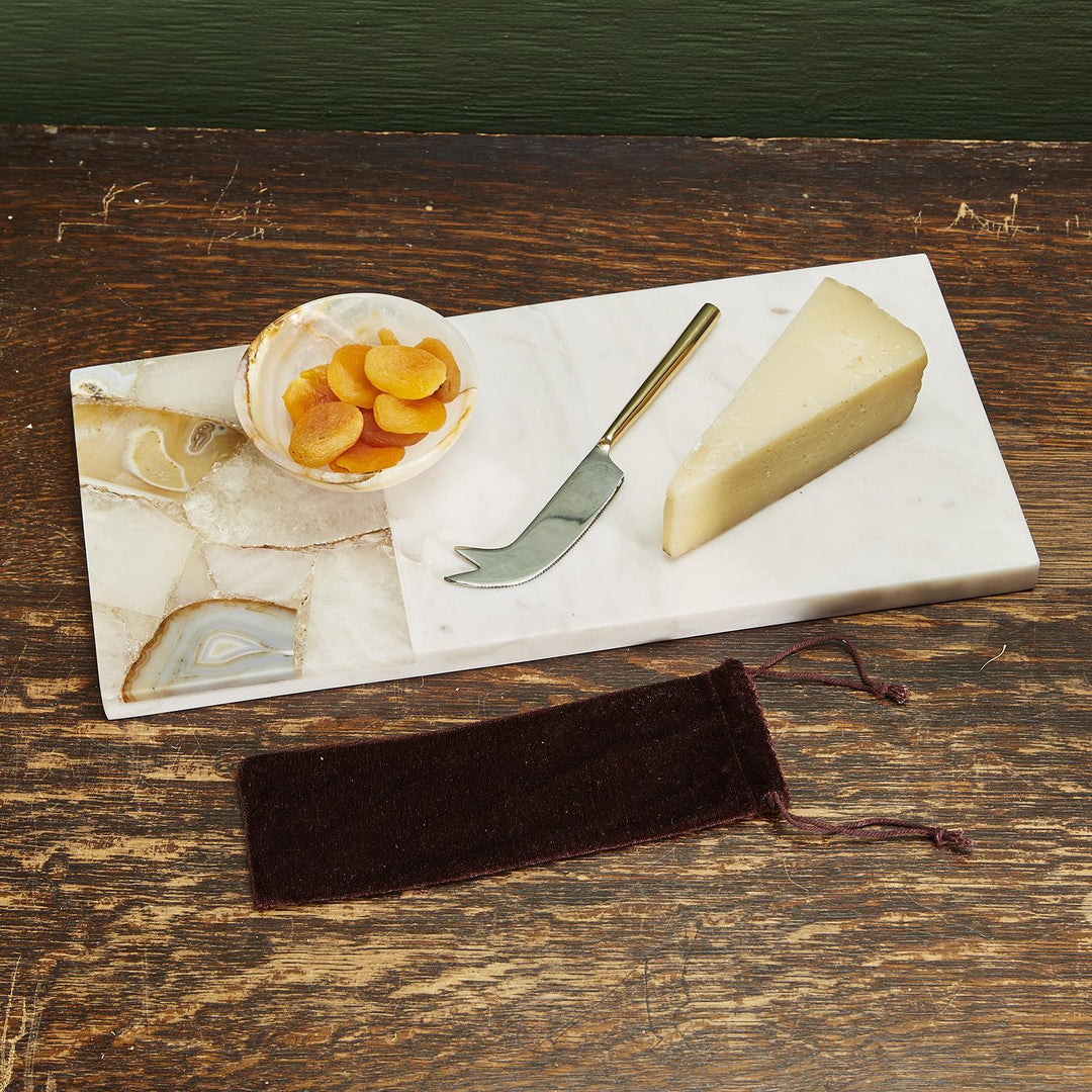 Agate And Marble Serving Tray With Cheese Knife 2