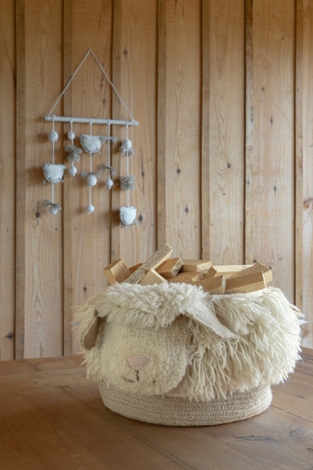pink nose sheep woolable basket by lorena canals wo bsk nose 14