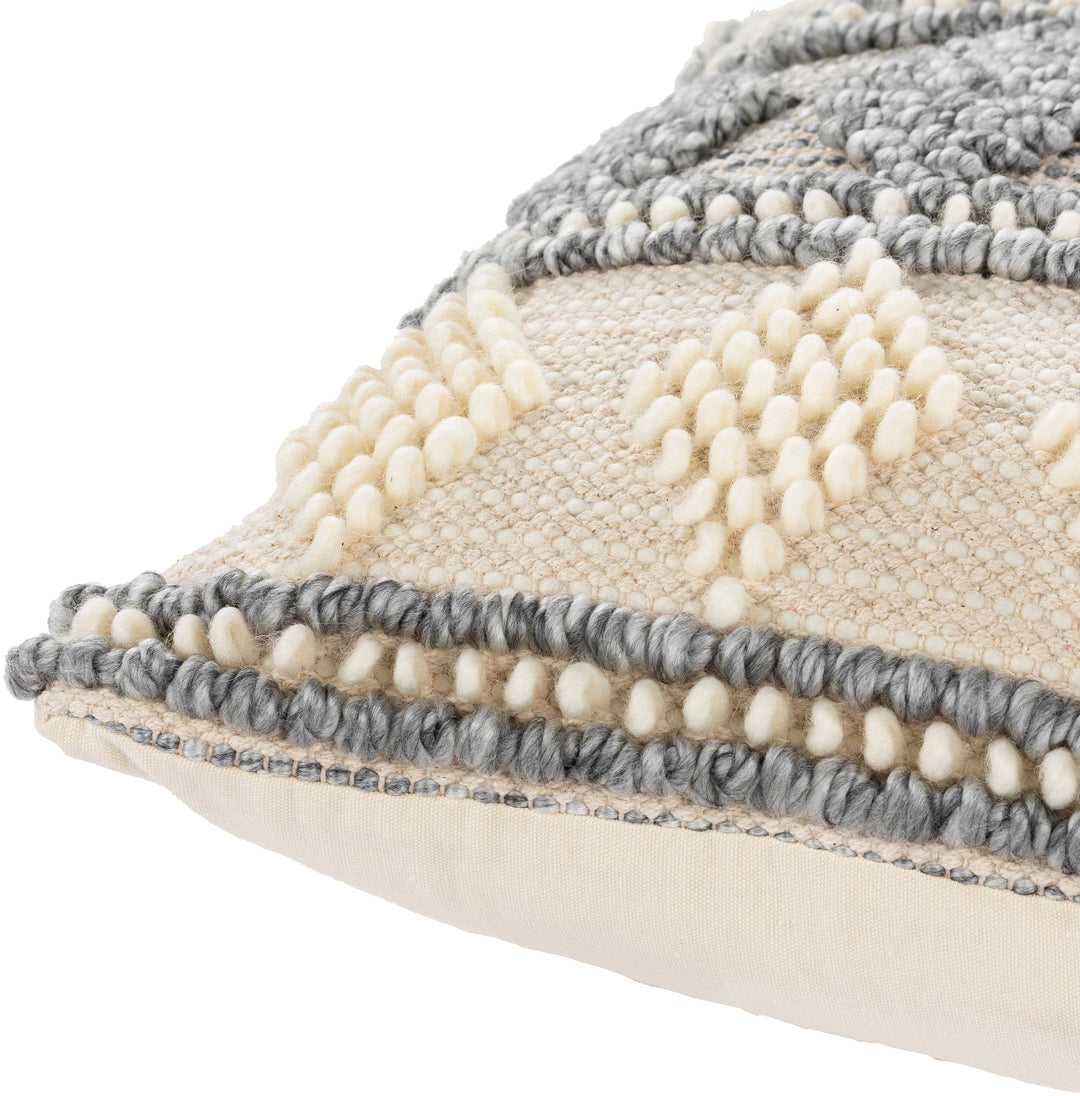Anders ADR-006 Hand Woven Square Pillow Cream & Medium Gray by Surya