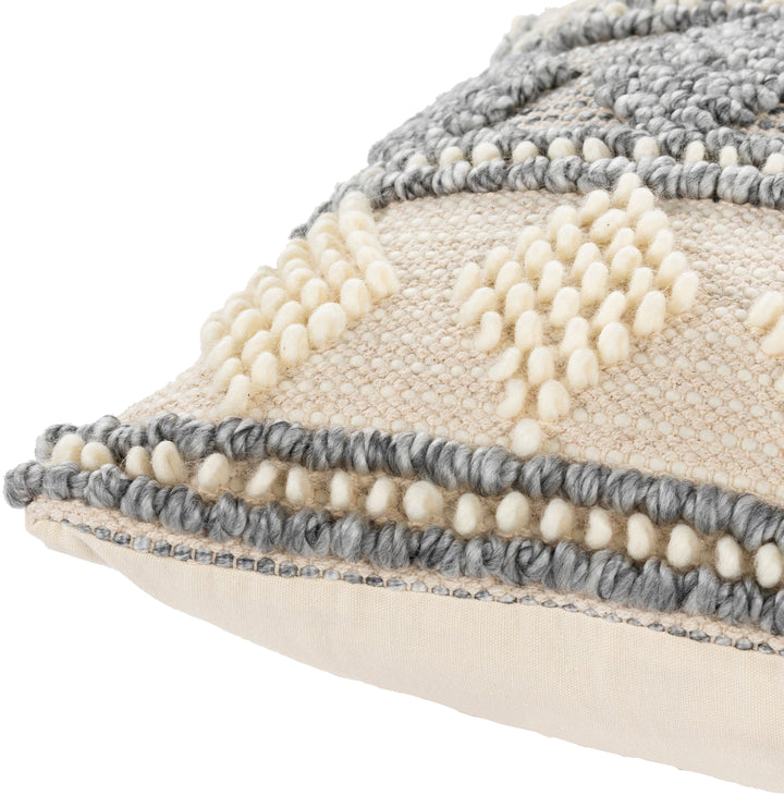 Anders ADR-006 Hand Woven Square Pillow Cream & Medium Gray by Surya