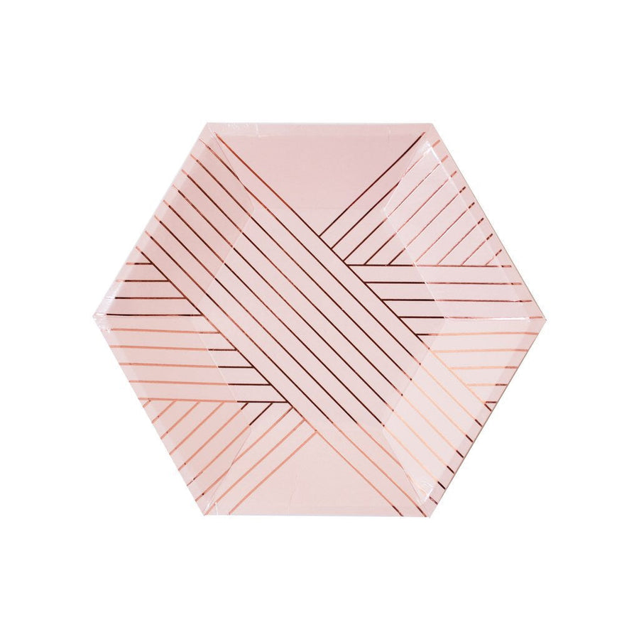 set of 8 amethyst pale pink striped small paper plates design by harlow grey 1