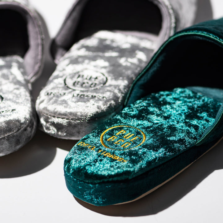 velvet slipper small navy blue design by puebco 2