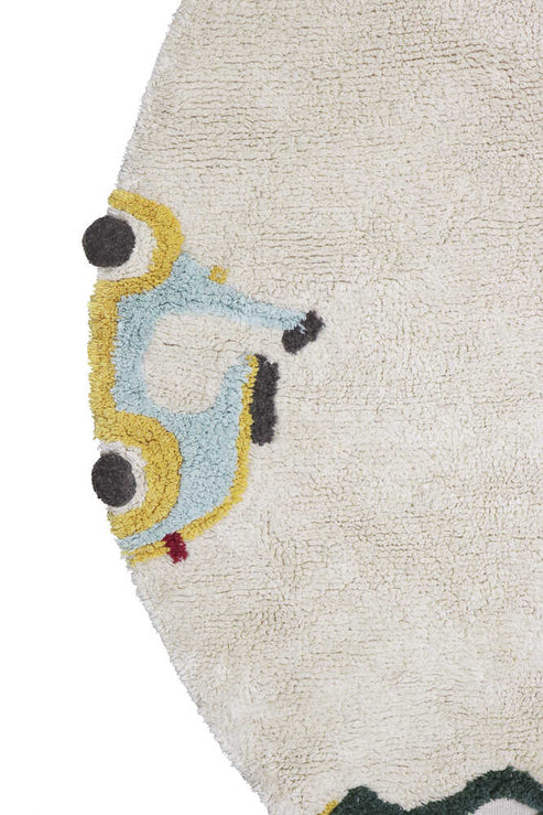 Wheels Washable Round Rug 3