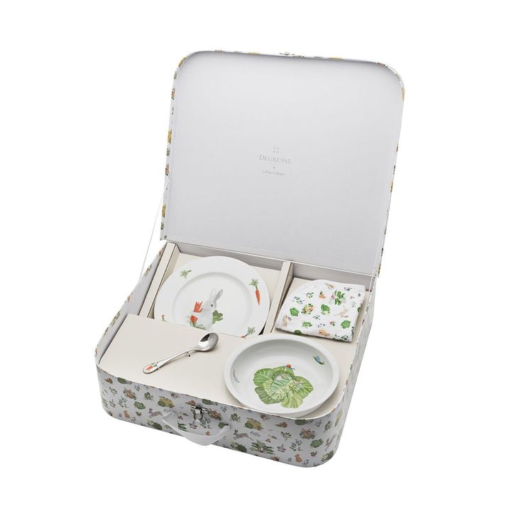 Friends of the Vegetable Garden Suitcase Plate & Bowl Set with Bib