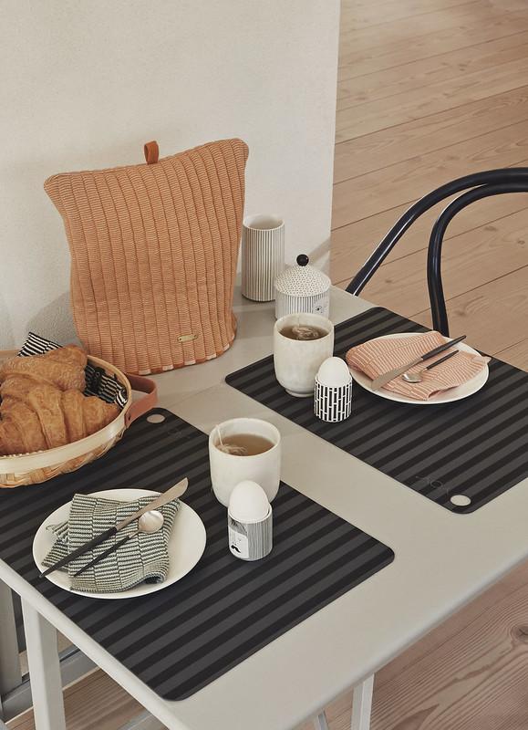 Pack of 2 Placemat Stripe in Anthracite