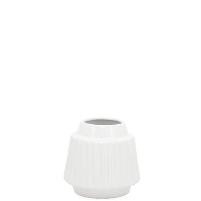 Ella Faceted Ceramic 6"h Vase in White