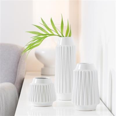 Ella Faceted Ceramic 6"h Vase in White