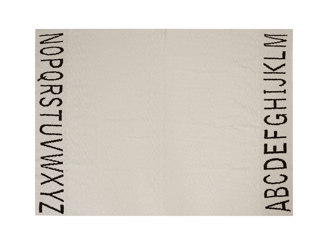 Knitted ABC Baby Blanket in Natural & Black design by Lorena Canals