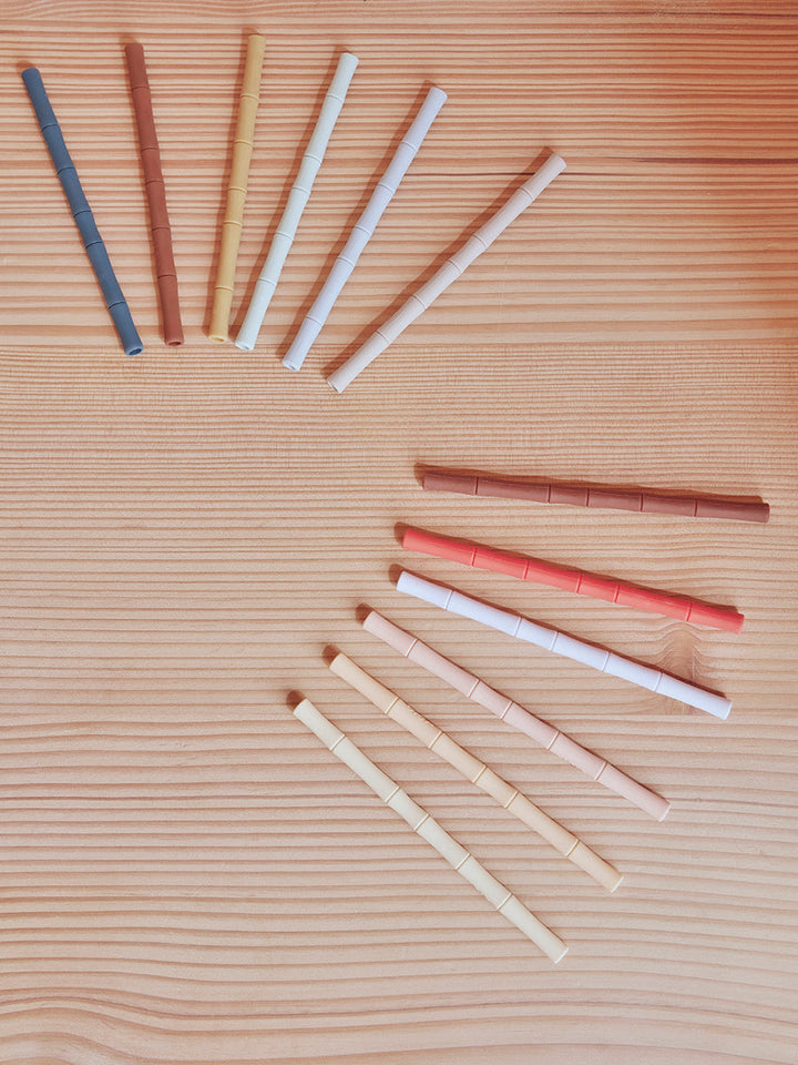 Pack of 6 Bamboo Silicone Straw in Cherry Red / Vanilla