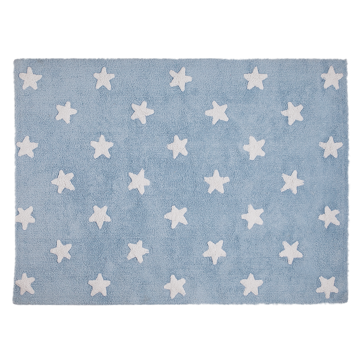 Stars Washable Rug in Blue & White