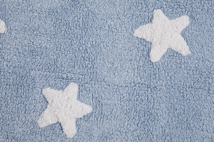 Stars Washable Rug in Blue & White