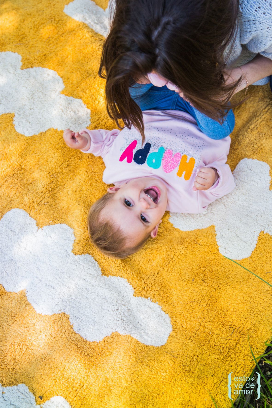 Clouds Rug in Mustard design by Lorena Canals