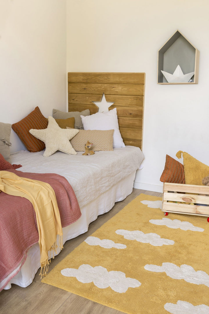 Clouds Rug in Mustard design by Lorena Canals