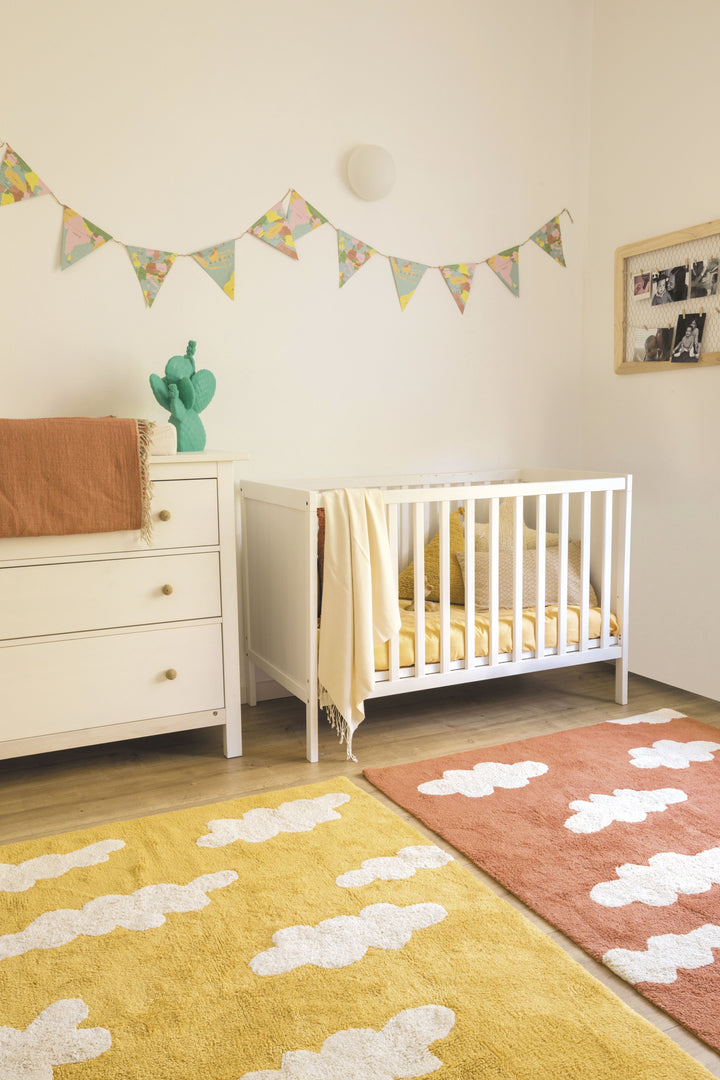 Clouds Rug in Mustard design by Lorena Canals