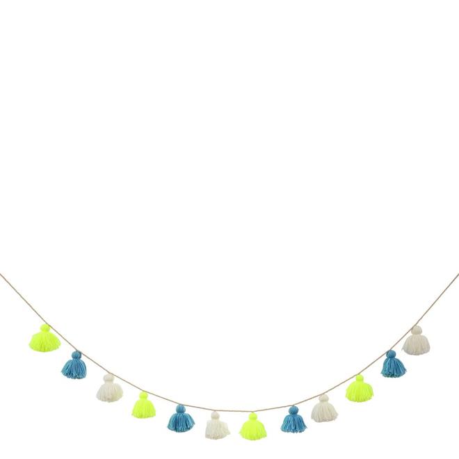 Blue Wool Tassel Garland