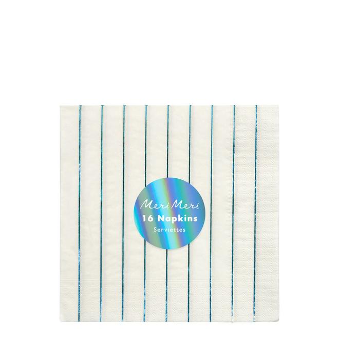 Blue Holographic Stripe Large Napkins