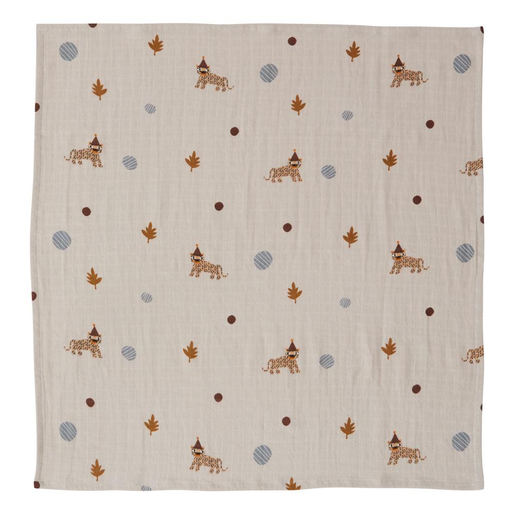 Set of 3  Leopard Muslin Square in Clay