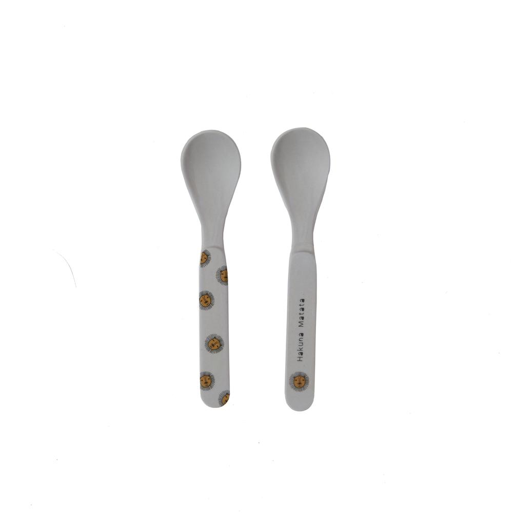Lion Bamboo Spoon Set in Grey