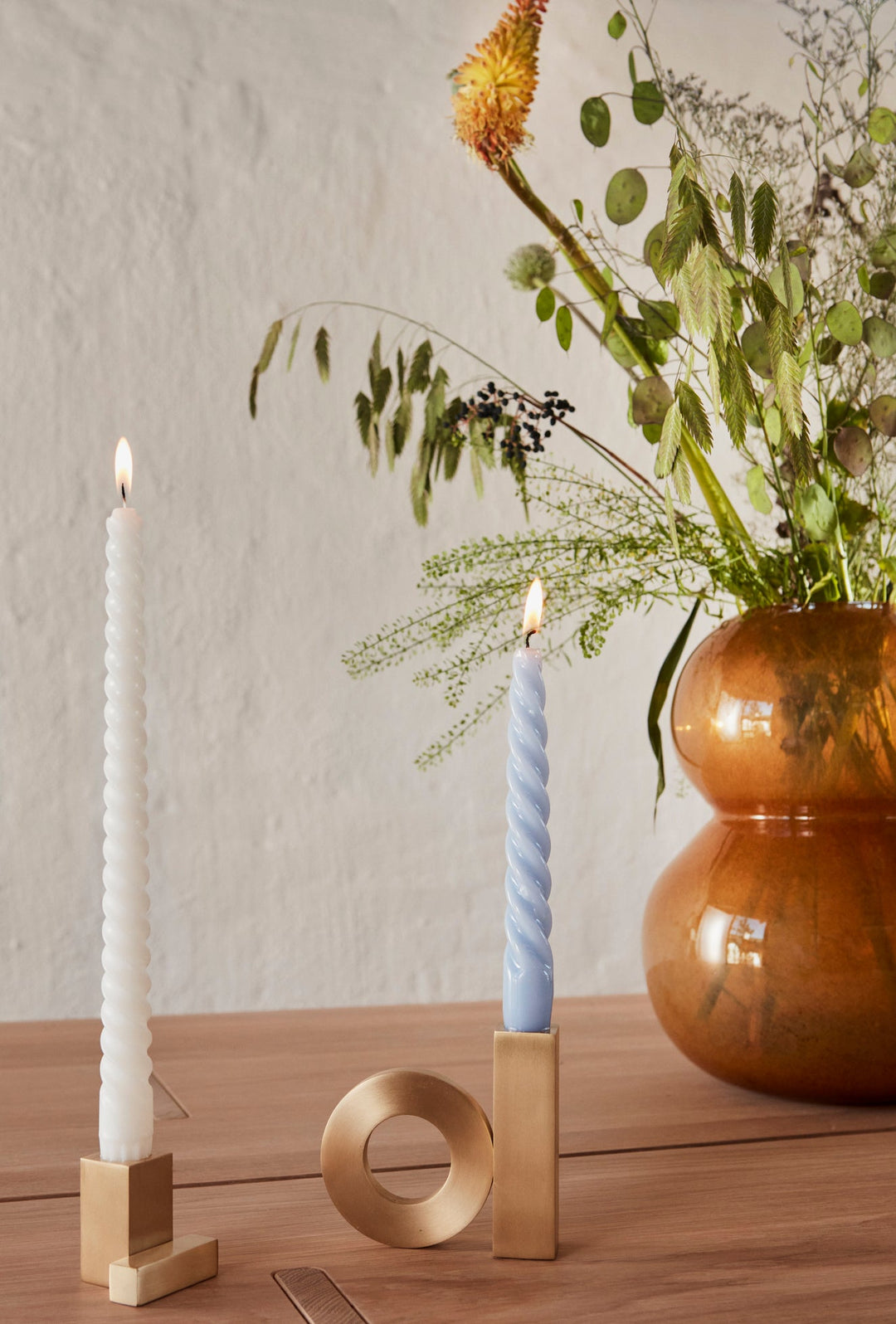 Square Solid Brass Candleholder in Brushed Brass
