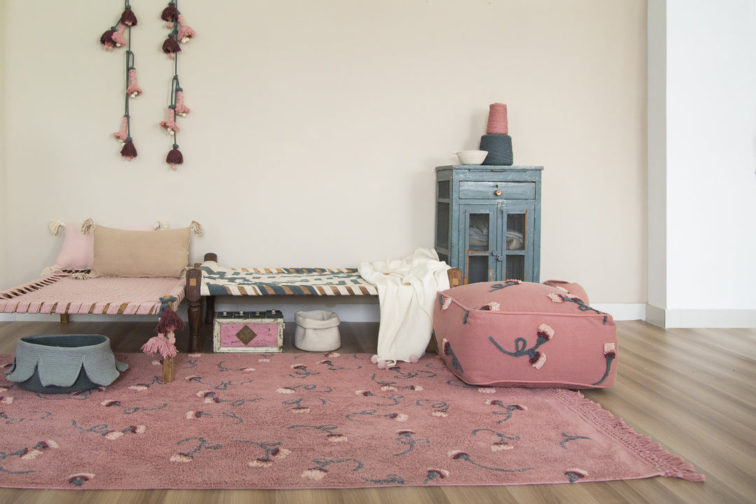 English Garden Pouffe in Ash Rose