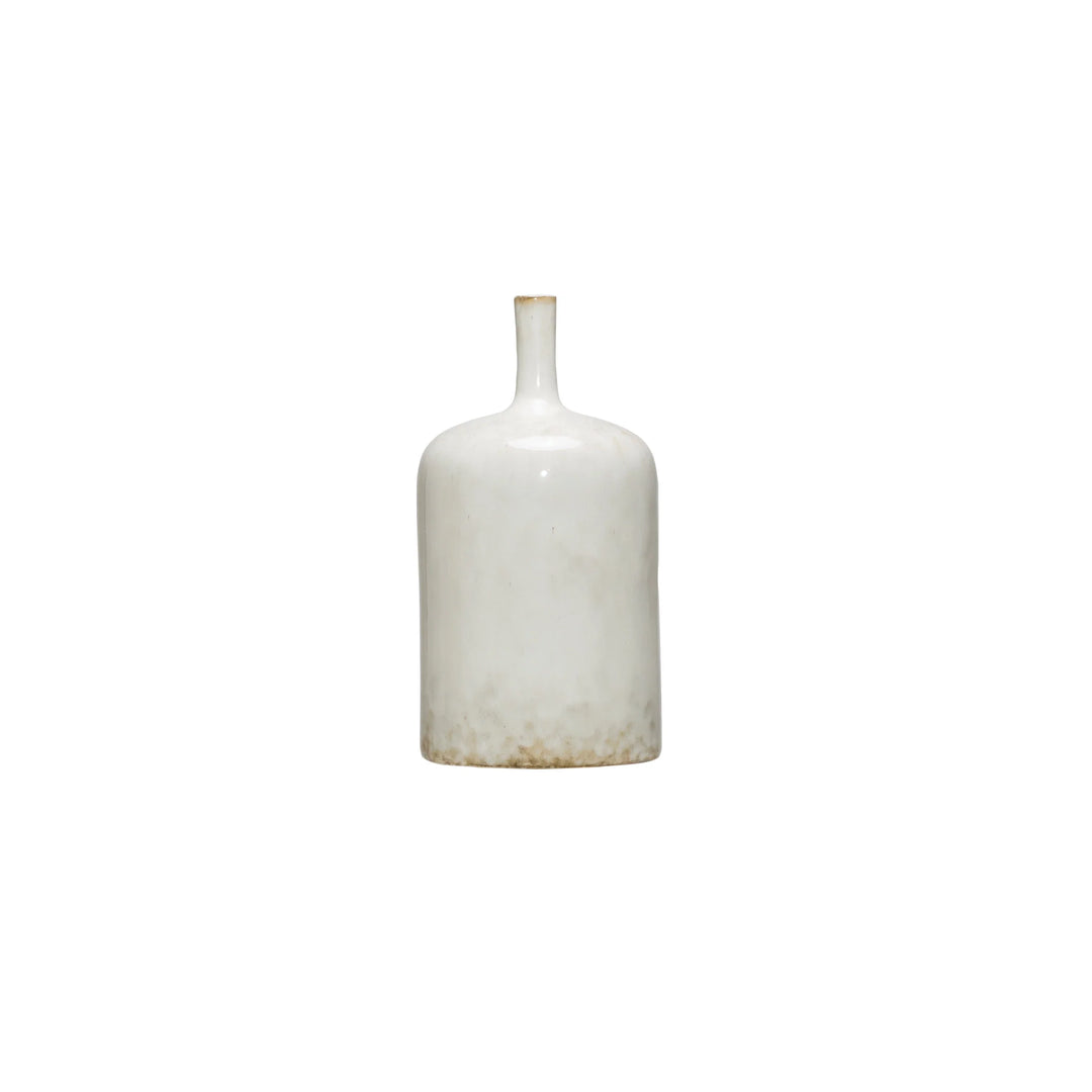 White Reactive Glaze Stoneware Vase