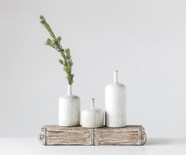 White Reactive Glaze Stoneware Vase