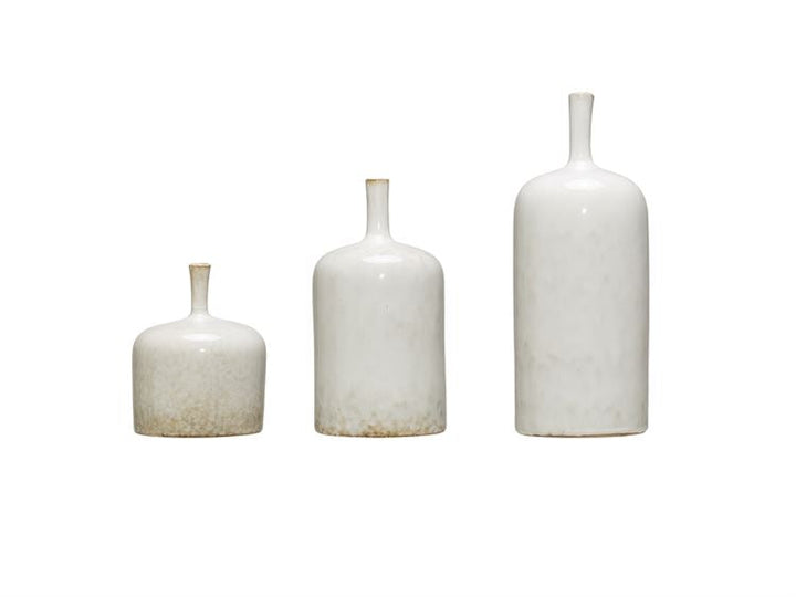 White Reactive Glaze Stoneware Vase