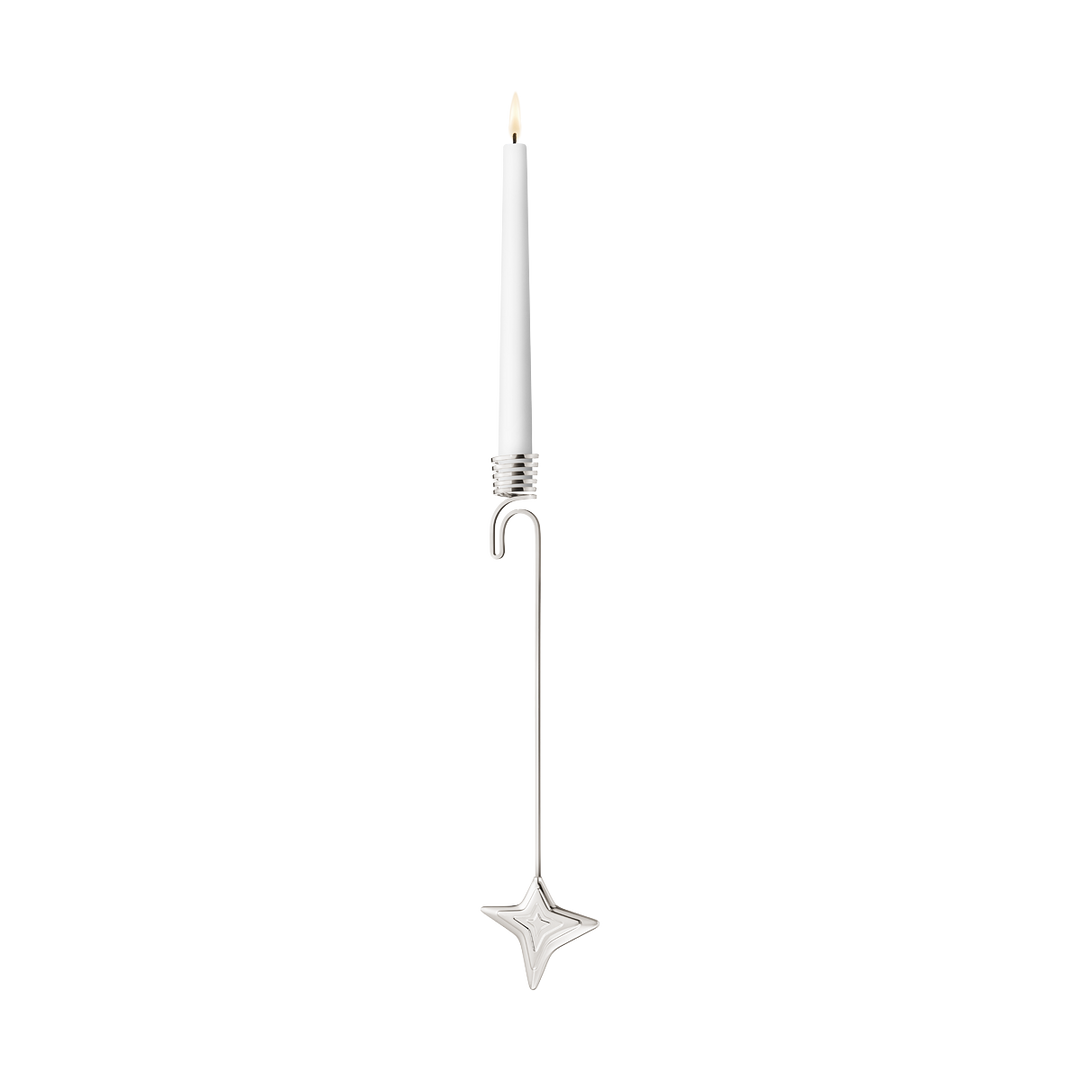 Candle Holder, Four Point Star - Palladium